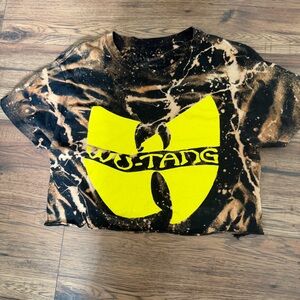 Wu Tang Bleach Splatter Cropped Graphic Tee Womens M EUC Tie Dye